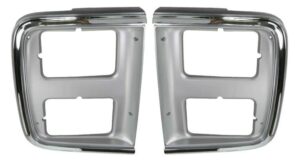 Chrome Headlight Trim Bezel for Dual Headlights Pair Set for 85-91 GMC Chevy Van