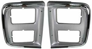 Chrome Headlight Trim Bezel Compatible with Dual Headlights Pair Set Compatible with 85-91 GMC Chevy Van