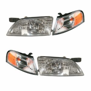 Headlights Headlamps & Parking Corner Lights LH & RH Pair Set for 98-99 Altima