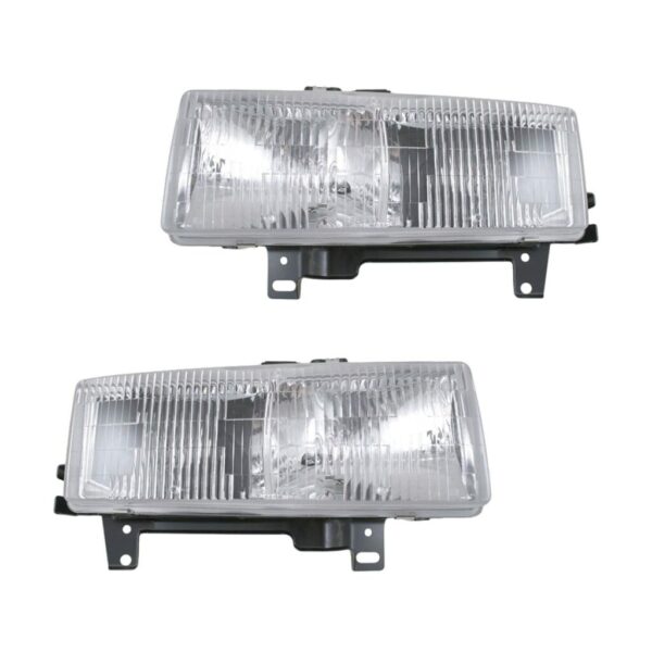Composite Front Headlights Headlamps Light Lamp Pair Set for 96-02 Chevy GMC Van