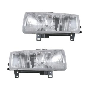 Composite Front Headlights Headlamps Light Lamp Pair Set for 96-02 Chevy GMC Van