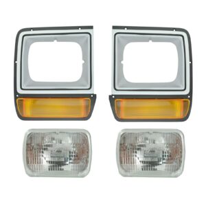 4pc Lighting Kit Sealed Beam Headlights w/ Bezels for Dodge Pickup D/W Truck