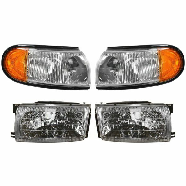 Headlight Parking Light Lamp LH RH 4 Piece Kit Silver for 96-98 Quest Villager