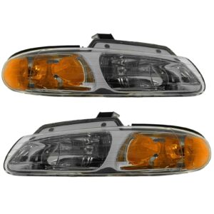 Headlights Headlamps Left & Right Pair Set for 2000 Grand Caravan Voyager