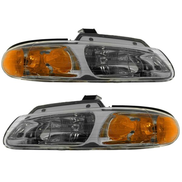 Headlights Headlamps Left & Right Pair Set for 2000 Grand Caravan Voyager