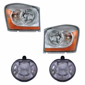 Headlight Fog Driving Light Lamp Kit LH RH Set of 4 for 06 Dodge Durango SUV