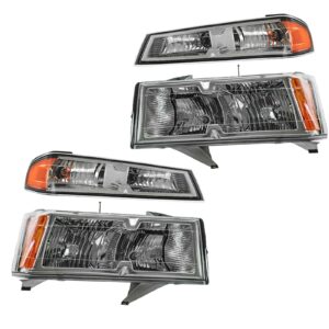Headlight and Parking Light LH RH Kit Set for Colorado Xtreme Chrome Bezel