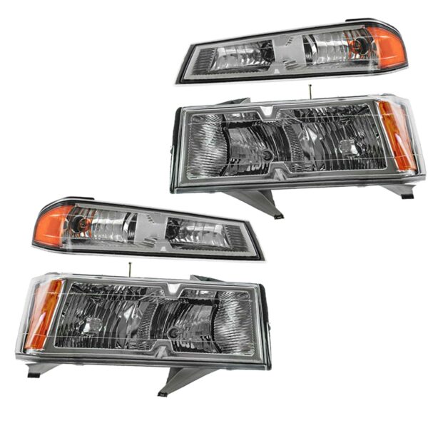 Headlight and Parking Light LH RH Kit Set for Colorado Xtreme Chrome Bezel