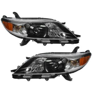 Halogen Headlight Headlamp LH & RH Pair Set of 2 for 11-13 Toyota Sienna SE