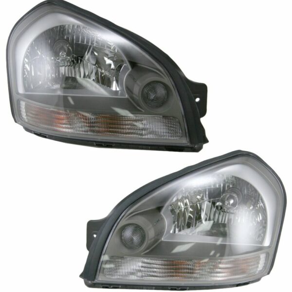 Headlight Headlamp w/ Clear Turn Signal Pair Set of 2 for 05-08 Hyundai Tucson