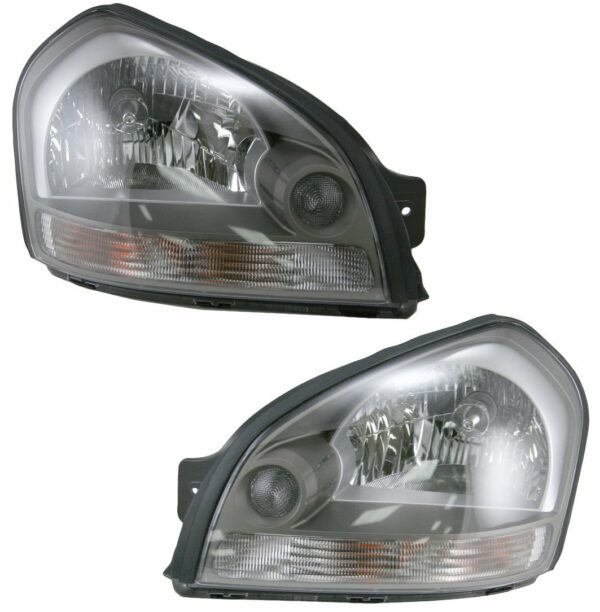 Headlight Headlamp w/ Clear Turn Signal Pair Set of 2 for 05-08 Hyundai Tucson