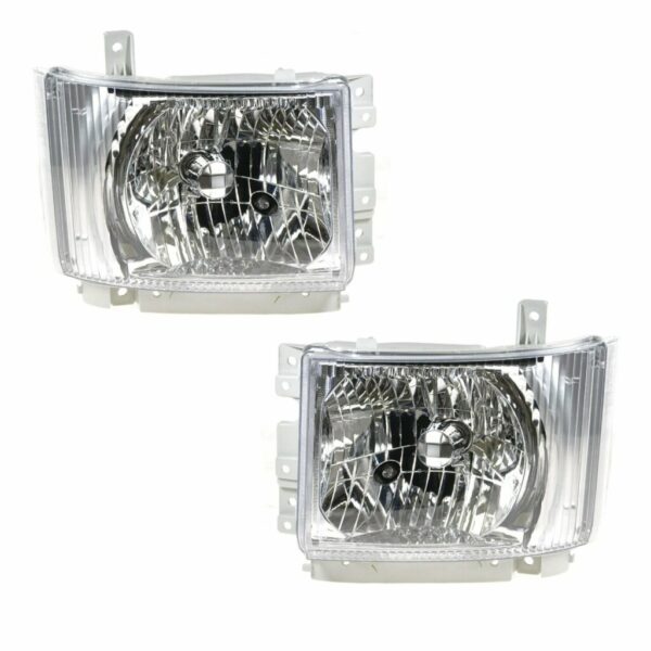 Headlights Headlamps Left & Right Pair Set for 08-13 GMC W4500 Isuzu NPR NQR