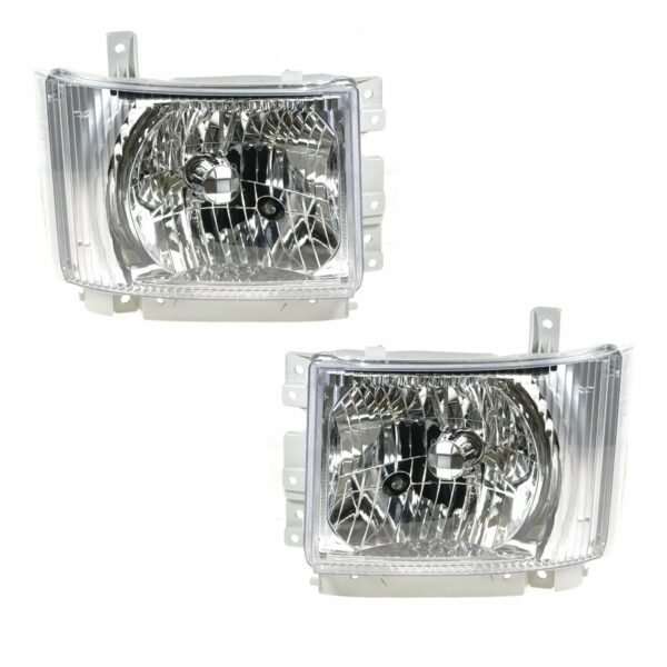 Headlights Headlamps Left & Right Pair Set for 08-13 GMC W4500 Isuzu NPR NQR