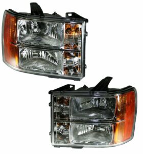 Headlights Headlamps Left Right Lamp Pair Set for 07-13 GMC Pickup Truck Sierra