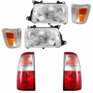 6 Piece Lighting Kit Headlight Corner Light Tail Light Kit Set Compatible with 1993-1998 Toyota T100