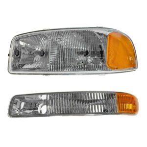 Headlight Lamp & Parking Light Driver Side LH Kit Set Pair for GMC Pickup Truck