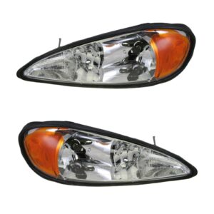 Headlights Headlamps Left & Right Pair Set for 99-05 Pontiac Grand Am