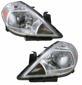 Headlights Headlamps Lights Lamps LH & RH Pair Set of 2 for 07-12 Nissan Versa