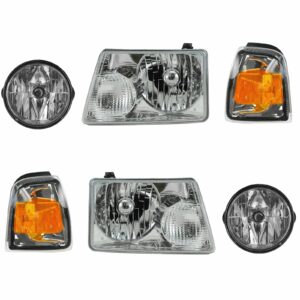 Headlight Fog Lamp Parking Light 4 Piece Kit Set for 08-11 Ford Ranger Truck