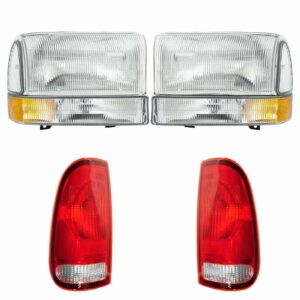 Headlight Parking Light Tail Lamp Kit Set of 6 Compatible with 99-04 Ford Super Duty Truck
