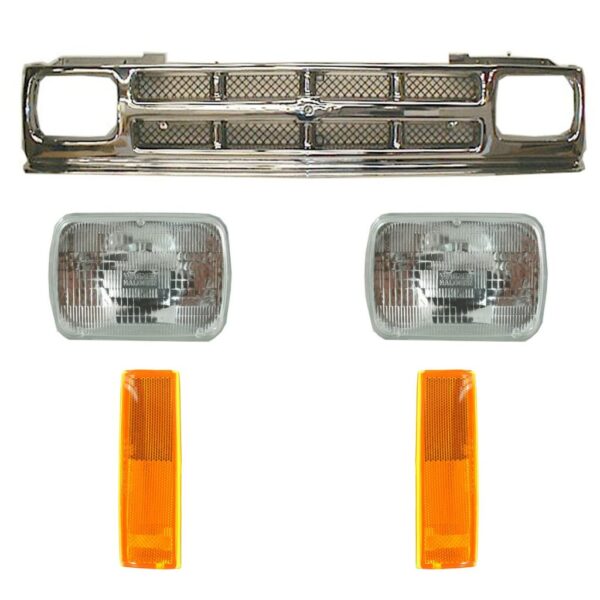 5 Piece Lighting Kit Headlights Mesh Grille Side Marker Lights for Chevrolet S10 Pickup Blazer S10