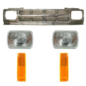 5 Piece Lighting Kit Headlights Mesh Grille Side Marker Lights for Chevrolet S10 Pickup Blazer S10