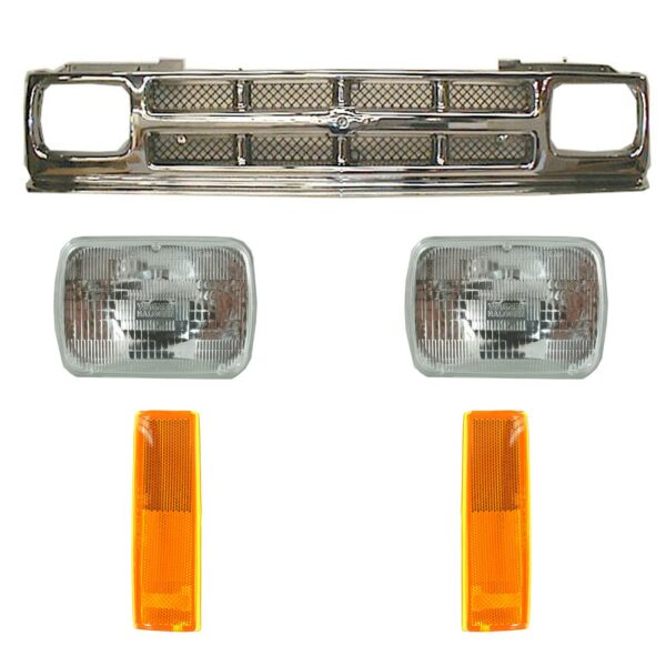 5 Piece Lighting Kit Headlights Mesh Grille Side Marker Lights for Chevrolet S10 Pickup Blazer S10