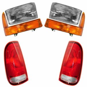 Headlight Parking Marker Lamp Tail Light Set of 6 Compatible with 99-00 Ford Super Duty
