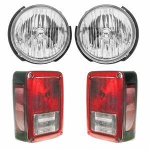 4 Piece Lighting Kit Headlight Tail Light Kit Set Compatible with 2007-2017 Jeep Wrangler