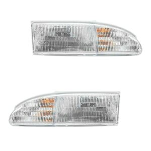 Headlights Headlamps Left & Right Pair Set for 94-95 Ford Thunderbird
