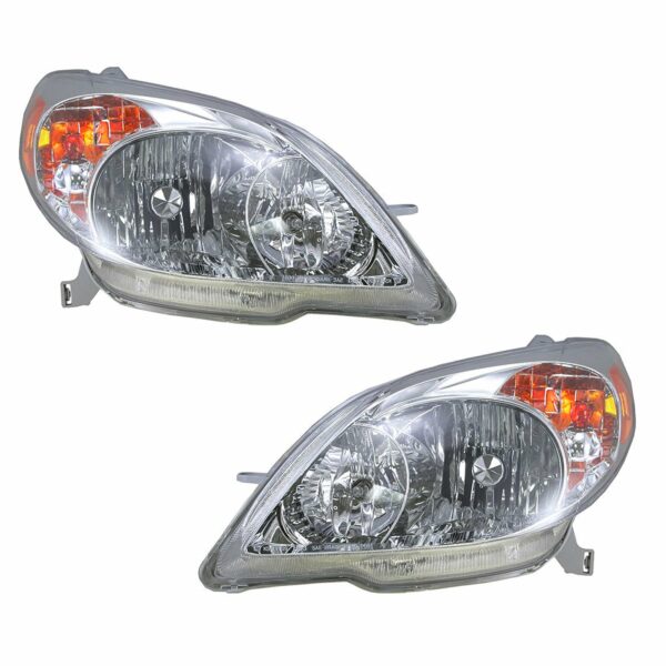 Headlights Headlamps Left & Right Pair Set for 03-08 Toyota Matrix