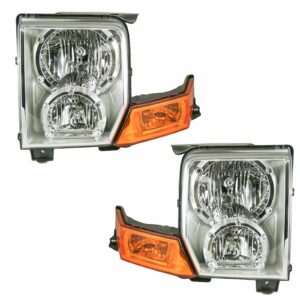 Headlights Headlamps Left & Right Pair Set for 06-10 Jeep Commander