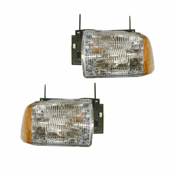 Headlights Headlamps Left LH & Right RH Pair Set for 95-97 Chevy Blazer S10