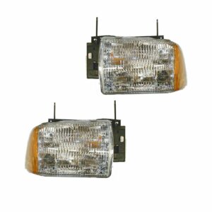 Headlights Headlamps Left LH & Right RH Pair Set for 95-97 Chevy Blazer S10