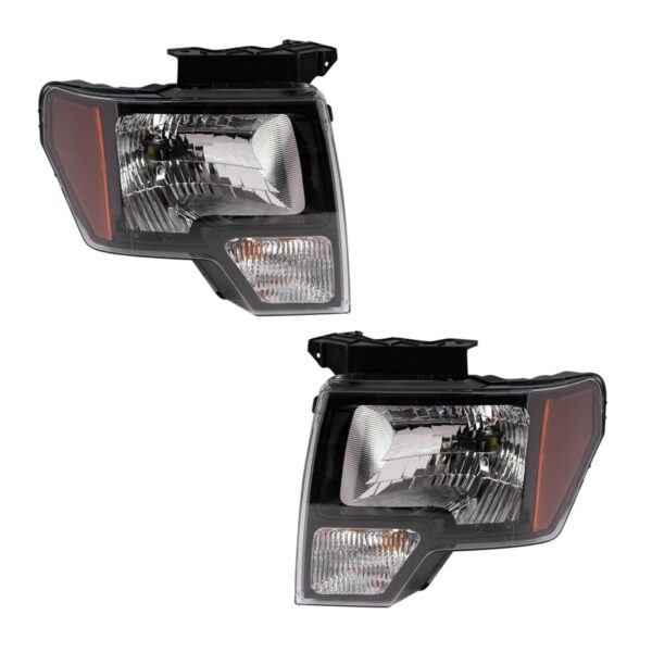 Clear Lens Black Housing Headlights Set Compatible with 2010-2014 Ford F-150