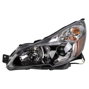 Left Headlight Assembly Black Bezel Compatible with 2013-2014 Subaru Legacy Driver Side