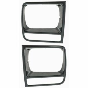 Black Headlight Headlamp Trim Bezels Left & Right Pair Set Compatible with 97-01 Cherokee