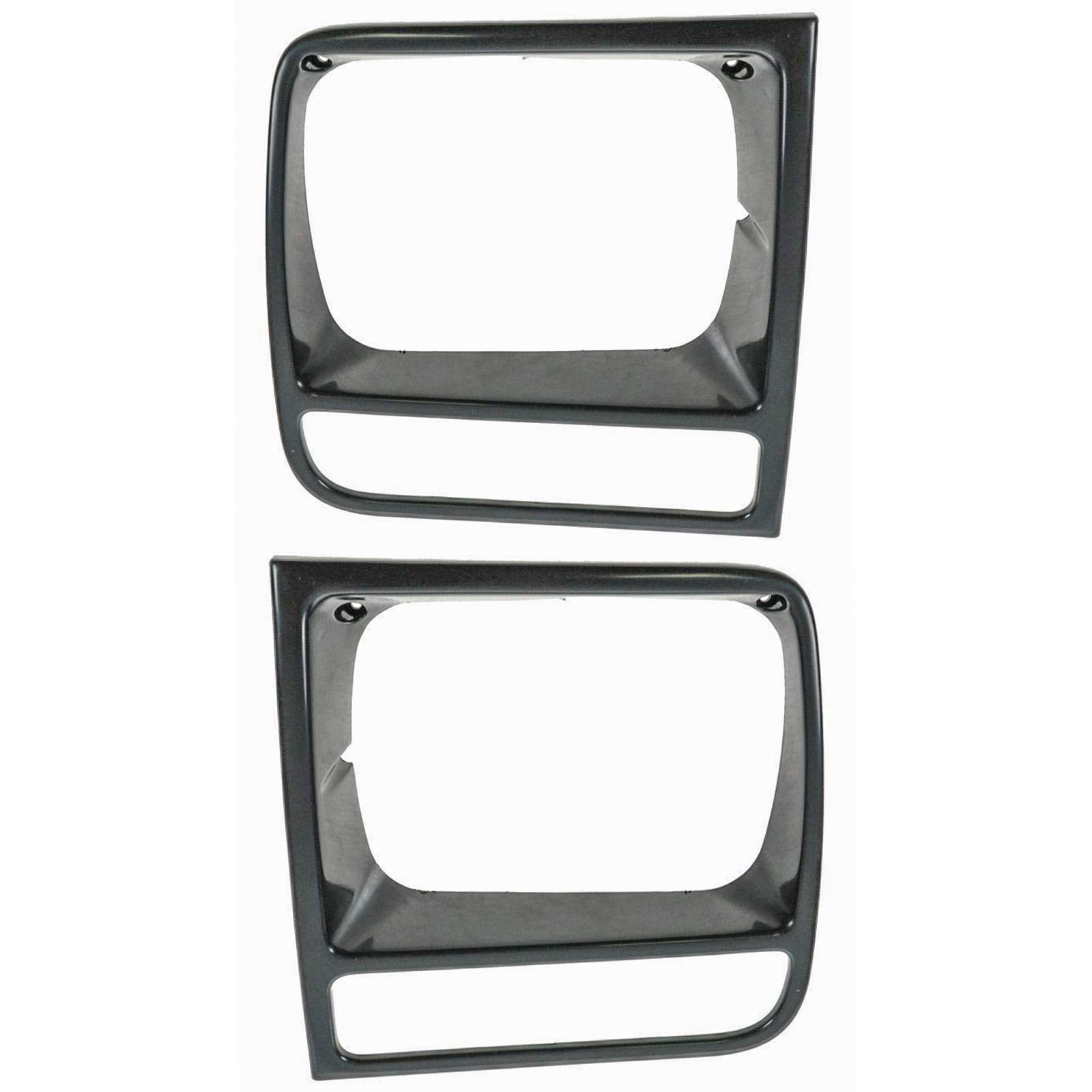 Black Headlight Headlamp Trim Bezels Left & Right Pair Set Compatible with 97-01 Cherokee