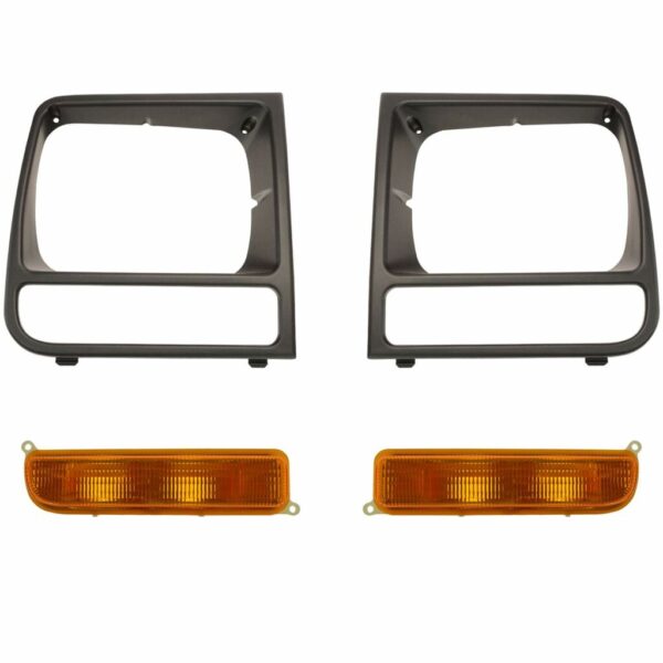 Headlight Lamp Bezel Black Parking Marker Light Compatible with 97-01 Jeep Cherokee XJ