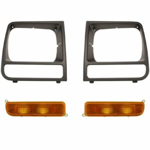 Headlight Lamp Bezel Black Parking Marker Light Compatible with 97-01 Jeep Cherokee XJ