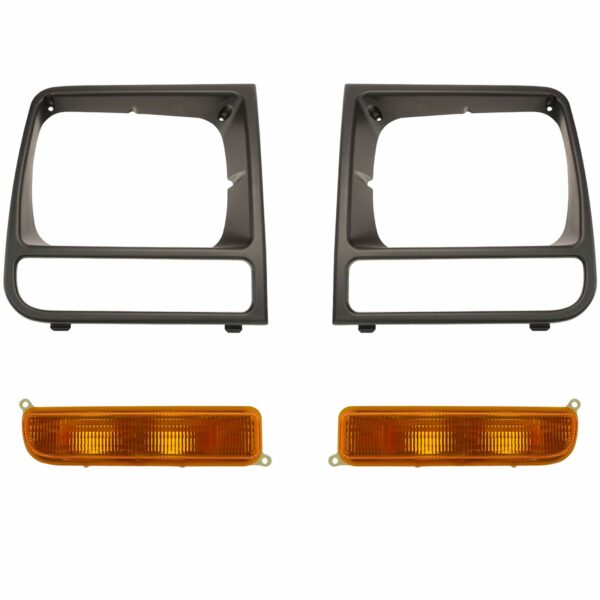 Headlight Lamp Bezel Black Parking Marker Light Compatible with 97-01 Jeep Cherokee XJ