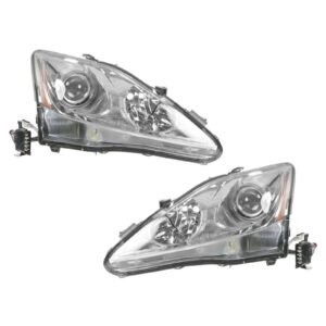 Headlights Headlamps Left & Right Pair Set for 06-08 Lexus IS250 IS350
