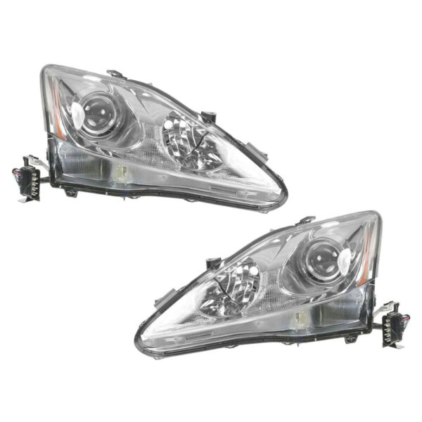 Headlights Headlamps Left & Right Pair Set for 06-08 Lexus IS250 IS350