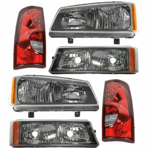 Headlight Parking Light Tail Lamp Kit Set of 6 for 03 Chevy Silverado Truck