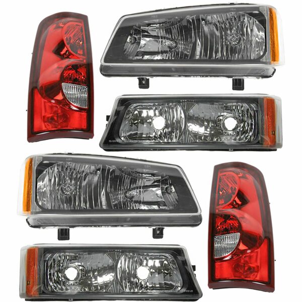 Headlight Parking Light Tail Lamp Kit Set of 6 for 03 Chevy Silverado Truck