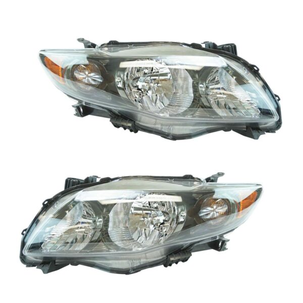 Headlamp Headlight w/ Black Bezel Left & Right Pair Set for 09-11 Toyota Corolla
