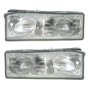 Front Headlights Headlamps Lights Lamps LH & RH Pair Set for 87-90 Chevy Caprice