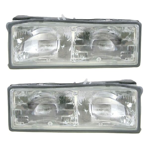 Front Headlights Headlamps Lights Lamps LH & RH Pair Set for 87-90 Chevy Caprice