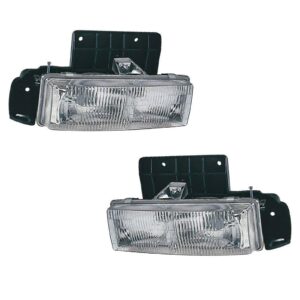 Headlight Headlamp & Bracket Mount Pair Set Kit for 95-05 Chevy Astro Van