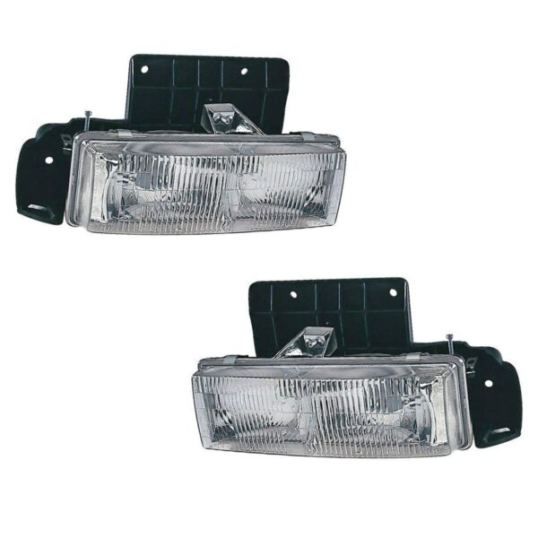 Headlight Headlamp & Bracket Mount Pair Set Kit for 95-05 Chevy Astro Van
